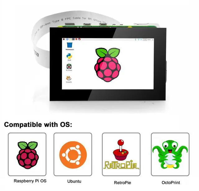 Alt view image 3 of 5 - OSOYOO 3.5 Inch DSI Touchscreen for Raspberry Pi 5 4 3 2 CM3 CM4 - IPS capacitive Touch Display, 800x480 Resolution,Plug and Play, Compatible with Raspberry Pi OS, Ubuntu