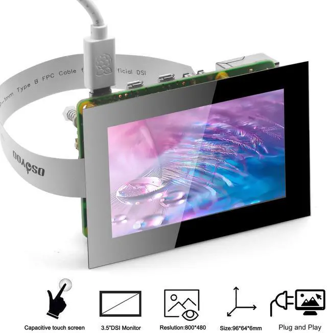 Alt view image 2 of 5 - OSOYOO 3.5 Inch DSI Touchscreen for Raspberry Pi 5 4 3 2 CM3 CM4 - IPS capacitive Touch Display, 800x480 Resolution,Plug and Play, Compatible with Raspberry Pi OS, Ubuntu