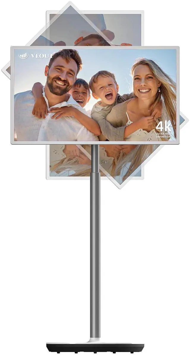 Main image of Veout 32" 4K Home Portable TV on Wheels, Smart Wireless Portable Monitor with Touch Screen, Android System, Built in Battery and Remote Control