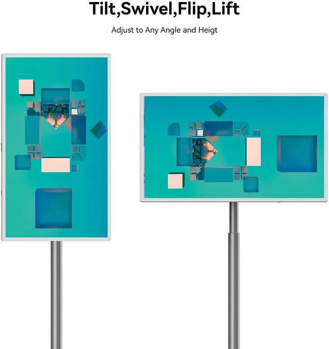 Alt view image 5 of 5 - Veout 32" 4K Home Portable TV on Wheels, Smart Wireless Portable Monitor with Touch Screen, Android System, Built in Battery and Remote Control