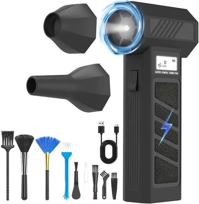 Main image of Electric Air Duster - OVVGO Compressed Air Duster Cordless Air Blower Rechargeable, 130000RPM 4-Gear Adjustable Dust Blower with LED Light Portable Duster for Cleaning Computer Keyboard Car Outdoor