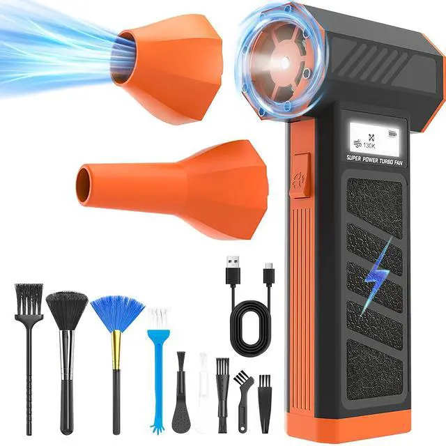 Main image of Electric Air Duster - OVVGO Compressed Air Duster Cordless Air Blower Rechargeable, 130000RPM 4-Gear Adjustable Dust Blower with LED Light Portable Duster for Cleaning Computer Keyboard Car Outdoor