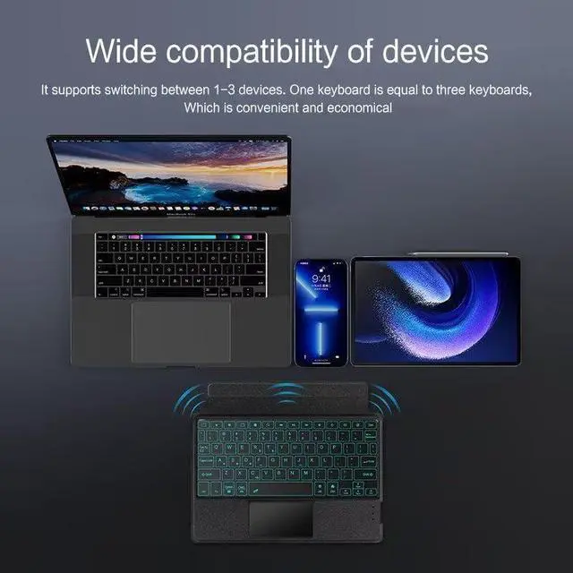 Alt view image 4 of 5 - SGTMAYX Keyboard Case Compatible with Xiaomi Poco Pad/Redmi Pad Pro 12.1", Bluetooth Magnetic Detachable Keyboard with Touchpad, Case with Portrait/Landscape Viewing