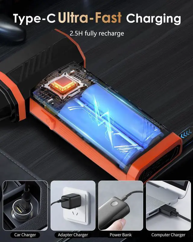 Alt view image 5 of 5 - Electric Air Duster - OVVGO Compressed Air Duster Cordless Air Blower Rechargeable, 130000RPM 4-Gear Adjustable Dust Blower with LED Light Portable Duster for Cleaning Computer Keyboard Car Outdoor