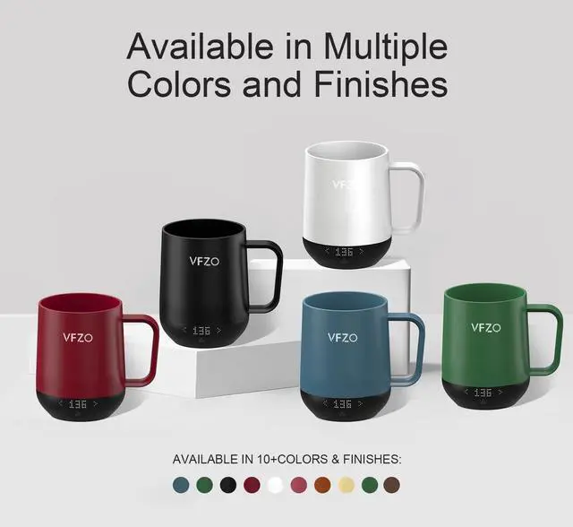 Alt view image 5 of 5 - VFZO Temperature Control Smart Mug, Self Heating Coffee Mug LED Display, 180 Min Battery Life - Hot up to 149 Fast Wireless Charger Base Improved Design coffee serving sets mug(12oz, Black)