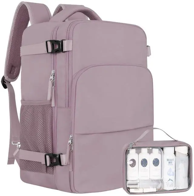 Main image of Sinaliy Travel Backpack, Carry on Flight Approved Backpack with Multi-Pockets, TSA Waterproof 17.3inch Laptop Backpack, Personal Item Travel Bag for Men Women, Light Purple