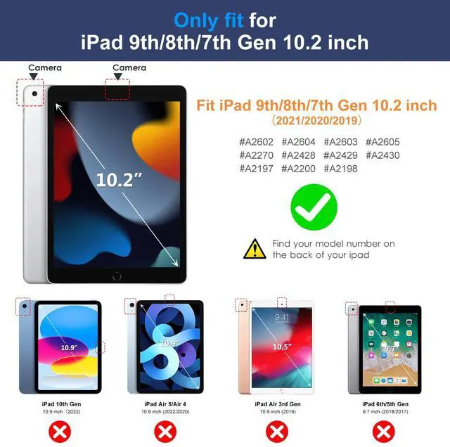Alt view image 3 of 5 - VIKESI Keyboard Case for iPad 9th/8th/7th Generation 10.2 inch, Premium Leather Smart Cover-Purple Bundle with Rugged Durable Protective Cover-Guava