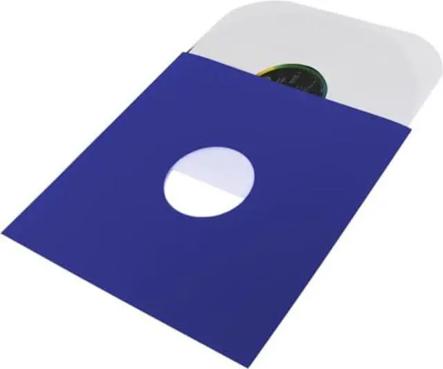 Alt view image 2 of 2 - (25 Pack) 12 inch LP Blue Record Jacket Covers - with Hole to View Center Label - Protect Your Vinyl #12JWBLHH