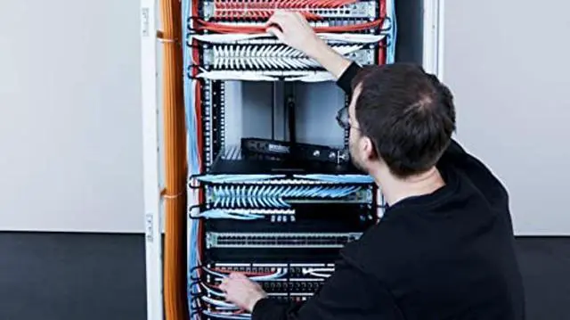 Alt view image 3 of 5 - PATCHBOX(r) Plus+ Cat.6a - 24-Port Patch Panel with Retractable Cable Management System for 19" Racks, Includes Flat 10GB Cables and Cassettes, Easy Network and Server Setups (UTP, Black, 1.8m / 30RU)