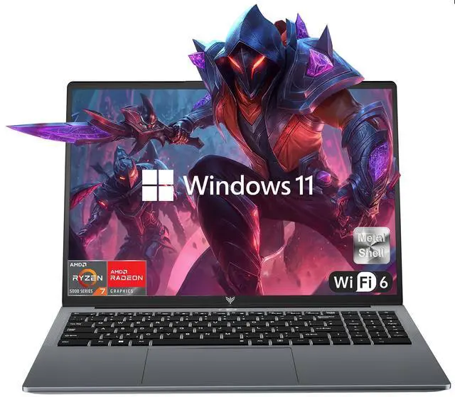 Main image of KAIGERR 2025 Gaming Laptop, 16.0inch Laptop Computer with AMD Ryzen 7 5825U(8C/16T, Up to 4.5GHz), 16GB RAM 512GB NVMe SSD Windows 11 Laptop, Radeon RX Vega 8 Graphics,WiFi 6, Backlit KB
