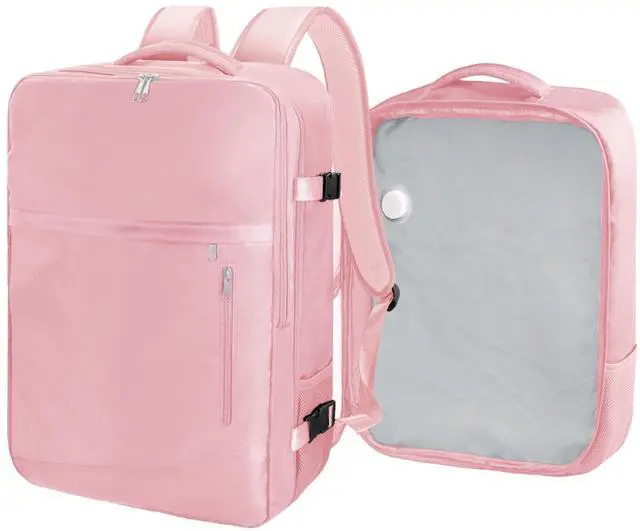 Main image of SUOCO Travel Vacuum Backpack, 60L Seal Compression Air Vac Bag Back Pack with Travel Pump, Carry On Suitcase Luggage Flight Approved for Men Women Personal Item, Pink