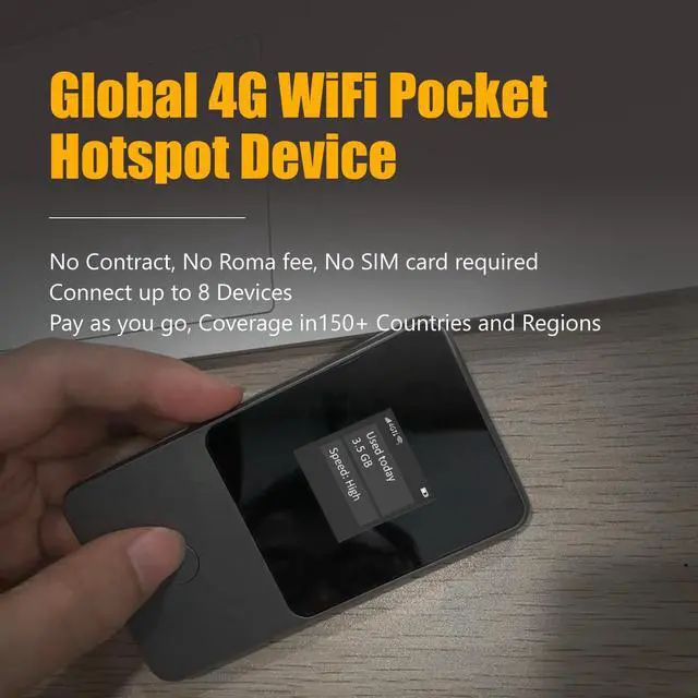 Alt view image 2 of 5 - Global Travel Mobile Hotspot Device 4G Pocket Router No Roaming fee Built-in SIM Card No Need Physical Card No Contract 150 Countries Travel Portable WiFi Hotspot 500GB for US