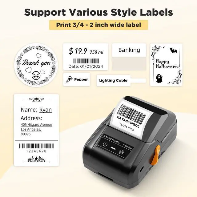 Alt view image 2 of 5 - SUPVAN T50M Pro Bluetooth Label Maker Machine with 3 Tapes, Wide Waterproof Label, Versatile App with 40 Fonts and 450+ Icons, Inkless Labeler for Home, Kitchen, School, Office Organization, Black