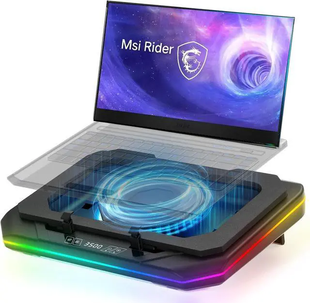 Main image of Cooling Pad for Msi Raider 18 HX GE78 HX GE77 GE76 GE66 GE75 GE73 GE63 GE68HX Gaming Laptop with Ultra Powerful Booster Turbo Fan Can Fast Cooling,6 RGB Light Mode,Adjustable Speed,Touch Start