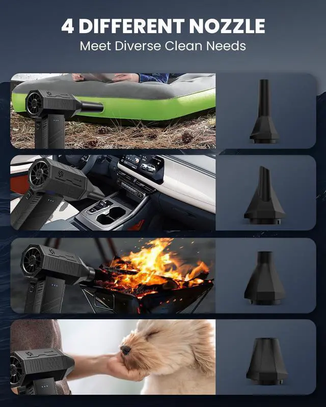 Alt view image 5 of 5 - Powerful Turbo Fan Electric Air Duster,130000RPM Super Power Cordless Air Duster,3-Gear Adjustable Mini Blower - Ultimate Cleaning for Home,Electronics,Computer,Keyboard,Outdoor and Cars