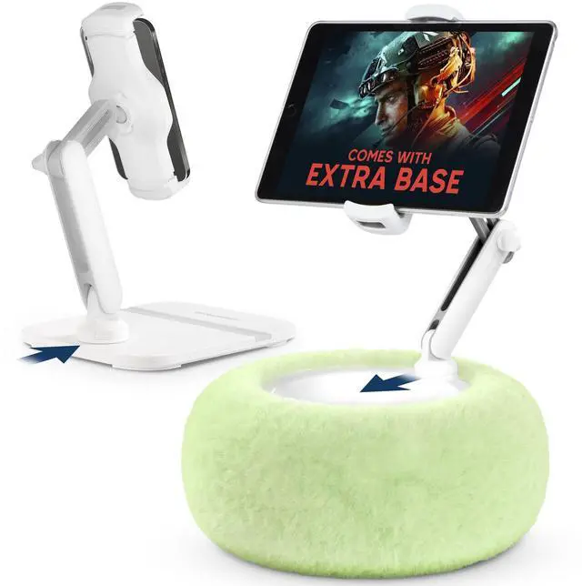 Main image of SHOPPINGALL 2-in-1 Tablet Holder Pillow Stand for 4.7"-13" Phone/Tablet/iPad/Kindle, 360degAdjustable Convertible Phone Holder for Bed with Detachable Soft Plush Fabric Cushion - SA-209ZD3-Green