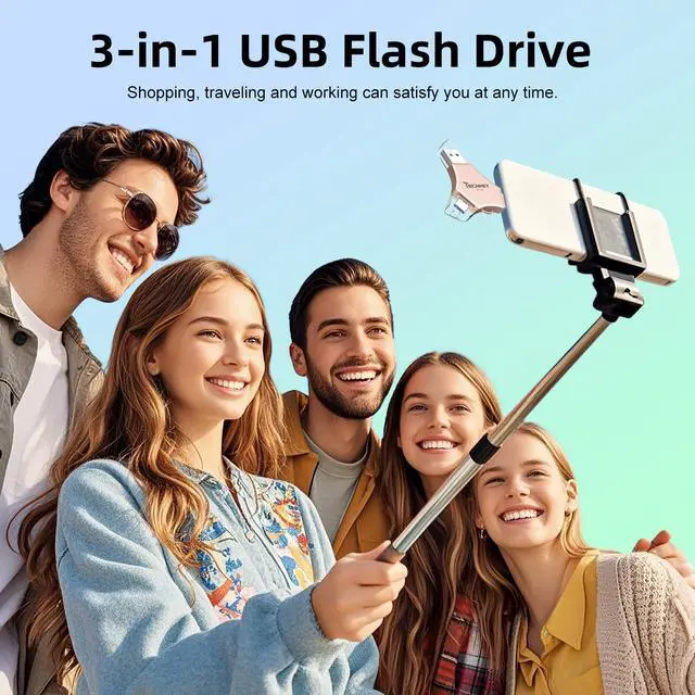 Alt view image 5 of 5 - MFi Certified USB 3.0 Flash Drive 512GB for iPhone 3in1 External Memory Photo Keeper Storage Stick for Picture/Video/Data Saver/Backup High Speed Thumb/Jump/Hard Drives for iPad/Android/PC (Rose Pink)