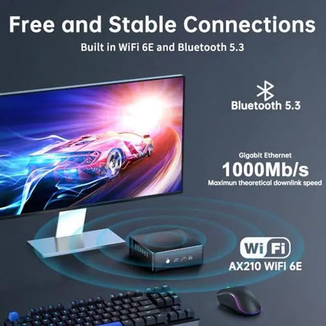Alt view image 4 of 5 - Thdeukoty Mini PC i9-12900H 14 Core Up to 5.0GHz, Mini Desktop Computer Windows 11 Pro (TPM2.0), 64G RAM 1T Pcie 4.0 SSD, DP/HDMI/Type-C Triple Display, WiFi 6E Bluetooth5.3 for Home/Business