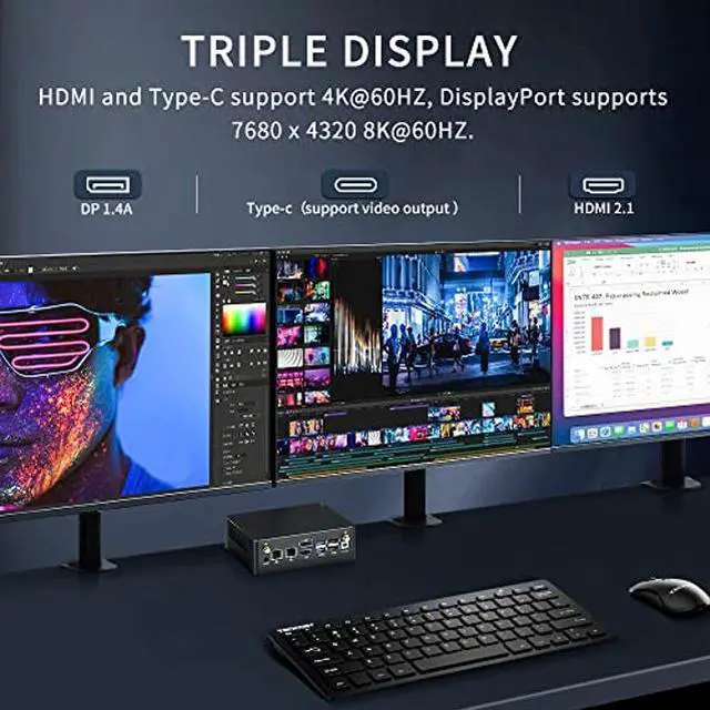Alt view image 5 of 5 - Thdeukoty Mini PC i9-12900H 14 Core Up to 5.0GHz, Mini Desktop Computer Windows 11 Pro (TPM2.0), 64G RAM 1T Pcie 4.0 SSD, DP/HDMI/Type-C Triple Display, WiFi 6E Bluetooth5.3 for Home/Business