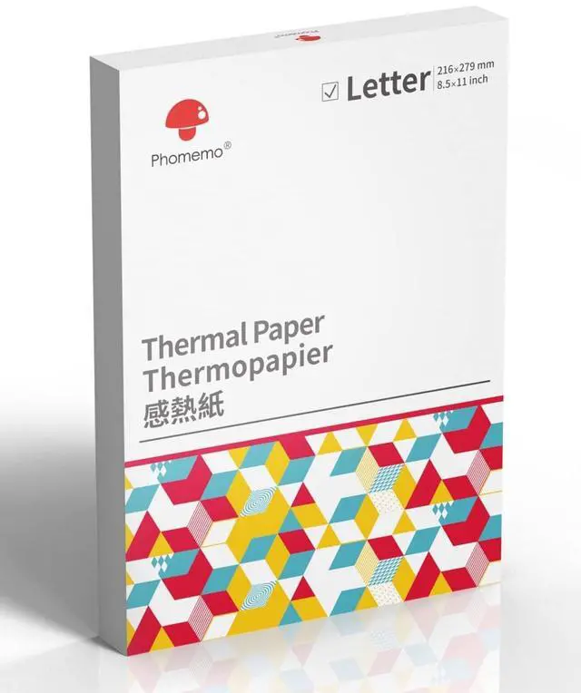 Alt view image 3 of 5 - Phomemo M834 Bluetooth Thermal Printer with Carry Case & 200 Sheets US Letter Thermal Printer Paper 8.5" x 11"