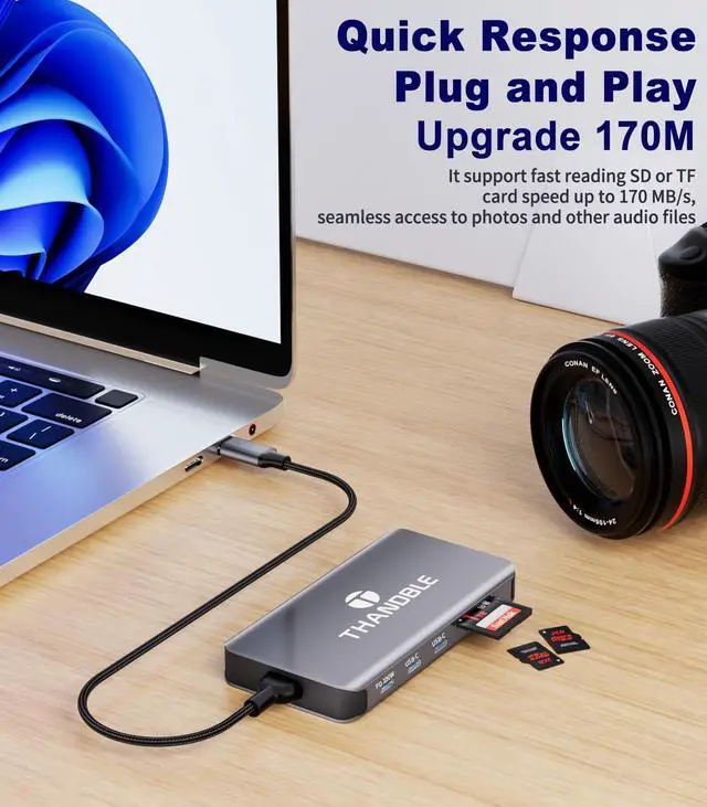 Alt view image 4 of 5 - USB C Hub USB C Docking Station Dual Monitor 10 in 1 Multi Monitor Adapter with 2 HDMI, 3 USB-A, 2 Type-C, SD/TF, 100W PD Charging, Dongle for MacBook/Dell/HP/Lenovo ThinkPad/Surface