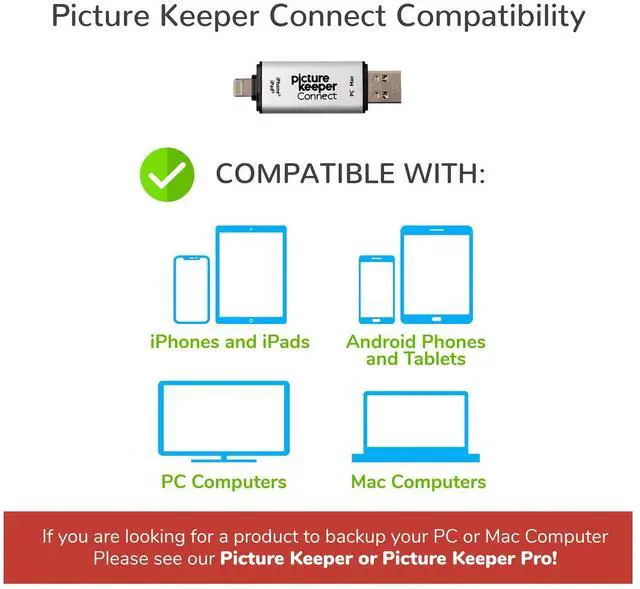 Alt view image 4 of 5 - Picture Keeper Connect Photo & Video Flash Drive for PCs, Apple, & Android Devices, 64GB Flash Drive