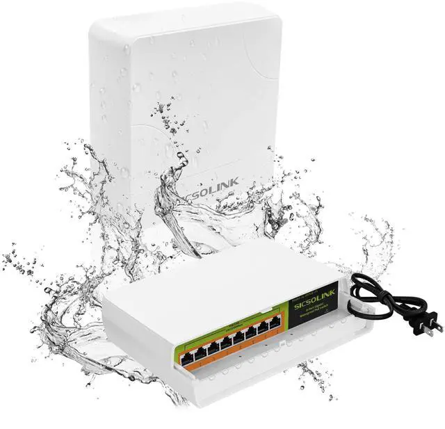 Main image of Gigabit POE Switch Waterproof 8 Port,Power Over Ethernet Total 120w, 1000Mbps, Compliant with IEEE802.3af/at, Outdoor POE+ Network Switch Plug & Play Unmanaged (8 gigabit poe Ports)