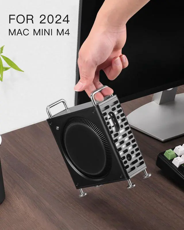 Alt view image 2 of 5 - Aluminum Chassis Stand for 2024 Mac Mini M4/M4 Pro - Mac Mini M4 Case - Optimized Heat Dissipation - Accessories for Mini M4 -Mac Mini M4 Mount -Mac Mini M4 Holder