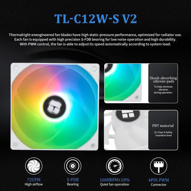 Alt view image 5 of 5 - Thermalrlght Frozen Magic 360 White ARGB V2 Liquid CPU Cooler, AIO Pump Head Speed up to 2800RPM, TL-C12W-S V2 PWM Fans,for AMD/AM4/AM5, Intel LGA1150/1151/1200/2011/1700, Computer CPU Liquid Cooler