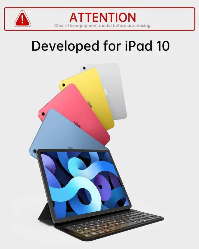 Alt view image 4 of 5 - TOPXINKER iPad 10th Generation Keyboard, Latest Technology - Contact-Based Connection, Magnetic Folding Storage, Scissor-Switch Keys, PU Leather, Ultra-Thin Tri-fold for iPad 10th Gen