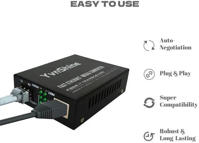 Alt view image 3 of 5 - Gigabit Multi-Mode Fiber Ethernet Converter (2 Pcs), with 2 bidirectional SFP LC modules, 1.25G SFP to 10/100/1000Base RJ45, 550M, Plug & Play, Auto-Negotiation, Versatile Compatibility, Metal Case