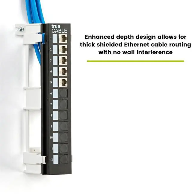 Alt view image 2 of 5 - TRUE CABLE Shielded 12 Port Toolless Modular Patch Panel, Blank, Wall Mount, with Installation Hardware and Ground Wire, High Density, Black
