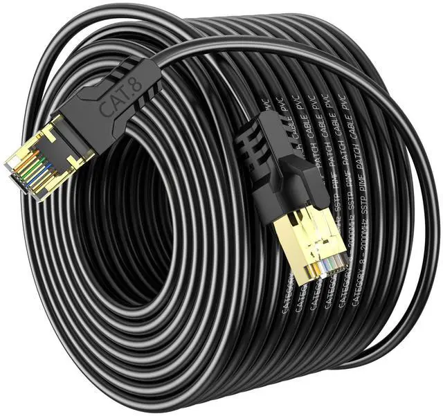 Main image of YSONG Cat 8 Ethernet Cable 250t,High Speed 40Gbps,2000Mhz,26AWG,Gold Plated RJ45 Connector,for Outdoor&Indoor Weatherproof UV,for/PC/Modem/Router/Gaming,Faster Than Cat7/Cat6/Cat5