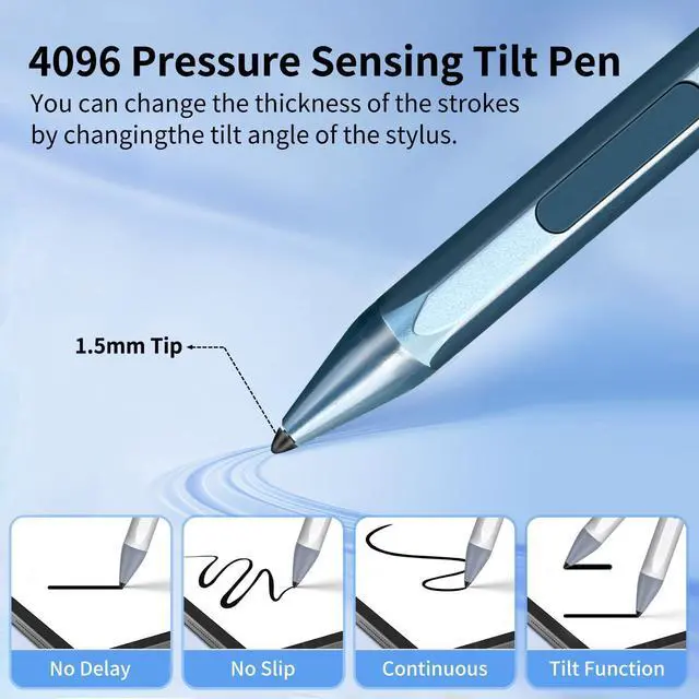 Alt view image 4 of 5 - Stylus Pen for Microsoft Surface Pro11/10/9/8/7/6/5/4/3/X Surface Laptop/Book/Surface Go3/2, with Storage Box, 4096 Tilt Pressure, Magnetic Attachment, USB-C Fast Charging,Palm Rejection Function,Blue
