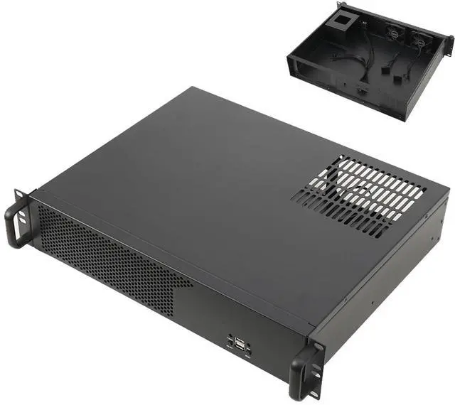 Main image of QAVODB 2U Server Chassis Server Case Rackmount Case Supports Mini ITX and Micro ATX (9.6 x 9.6) Mainboards Supports 3 x 3.5 HDD or 2 x 3.5 HDD + 1 x 2.5 SSD Hard Disks