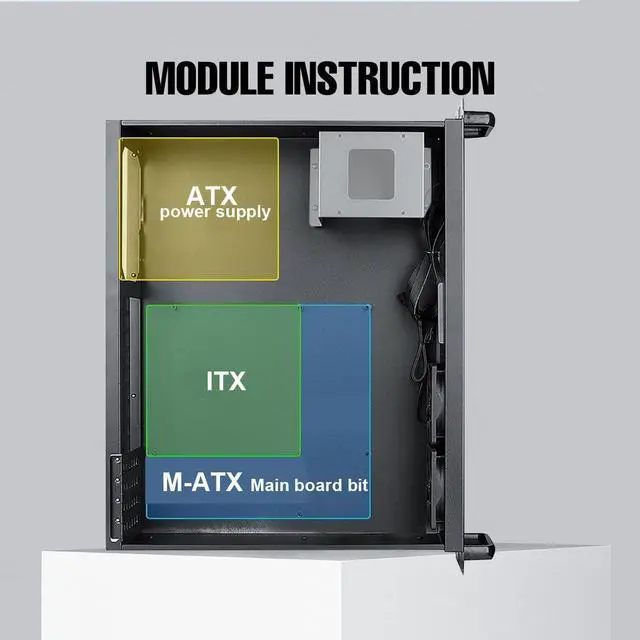 Alt view image 2 of 5 - QAVODB 2U Server Chassis Server Case Rackmount Case Supports Mini ITX and Micro ATX (9.6 x 9.6) Mainboards Supports 3 x 3.5 HDD or 2 x 3.5 HDD + 1 x 2.5 SSD Hard Disks