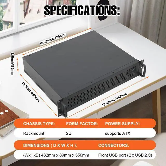 Alt view image 4 of 5 - QAVODB 2U Server Chassis Server Case Rackmount Case Supports Mini ITX and Micro ATX (9.6 x 9.6) Mainboards Supports 3 x 3.5 HDD or 2 x 3.5 HDD + 1 x 2.5 SSD Hard Disks