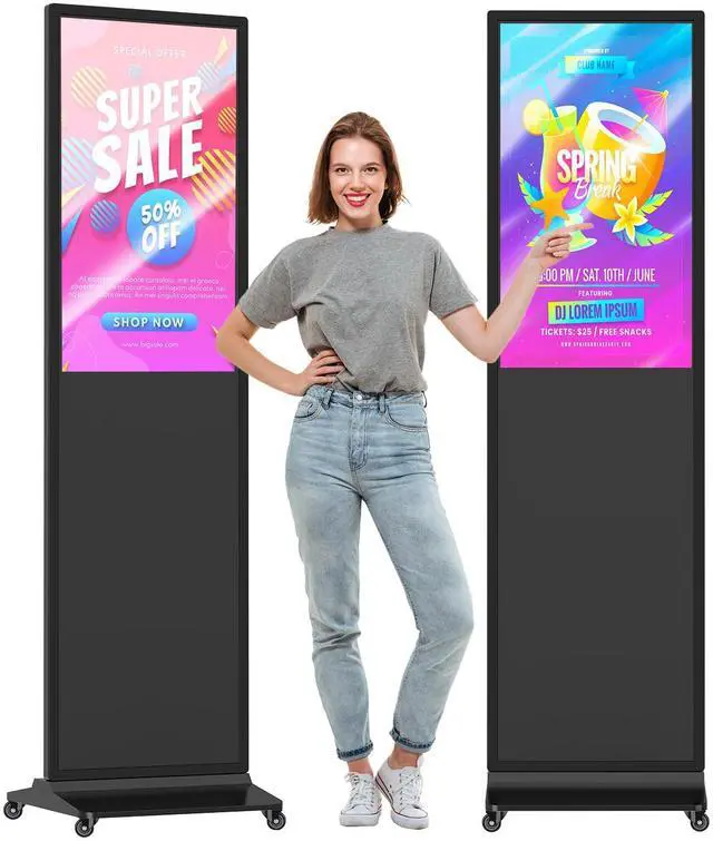 Main image of QIXZOCV 32 Inch Indoor Digital Signage Displays Touchscreen Kiosk Floor Standing Advertising Display LCD Poster Interactive Display Android System with Auto Media Player