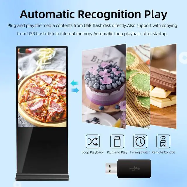 Alt view image 3 of 5 - QIXZOCV 32 Inch Indoor Digital Signage Displays Touchscreen Kiosk Floor Standing Advertising Display LCD Poster Interactive Display Android System with Auto Media Player