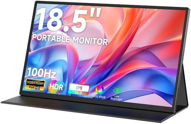 Main image of qaf Portable Monitor 18.5 inch, 100HZ 1080P 100% sRGB, Ultra-Slim & Lightweight Frameless FHD IPS HDR Gaming Display, Travel Second Monitor for Laptop with VESA & Speakers, Black