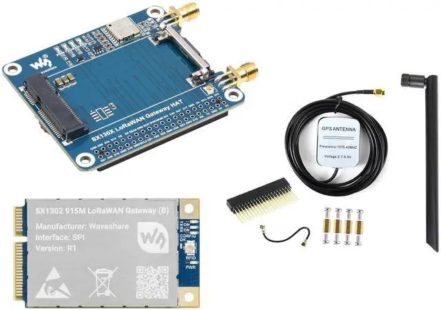 Main image of SX1302 915M LoRaWAN Gateway HAT Compatible with Raspberry Pi 5/4B/3B/Zero/Zero W/Zero 2W/Pico/Pico W/Pico 2, Mini-PCIE Socket, Long Range Transmission, Large Capacity