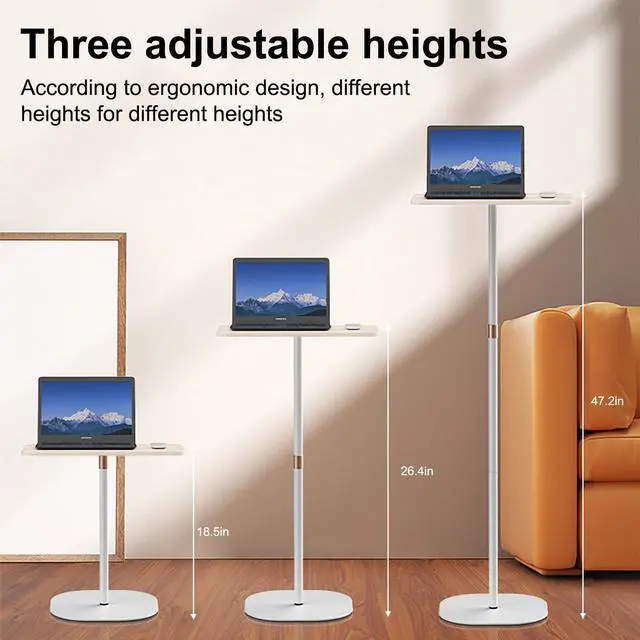 Alt view image 2 of 5 - Zjyufy Portable Laptop Floor Stand Laptop Standing Desk Adjustable Height 18.5-47" Projector Floor Stand Bedside Sofa End Table for Office Meeting Room