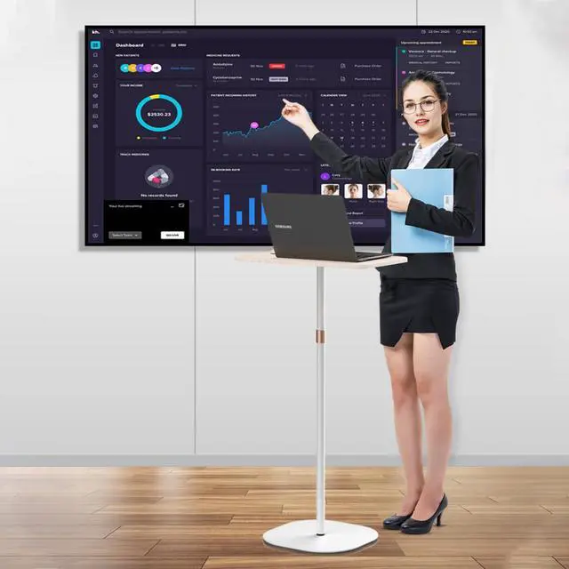 Alt view image 5 of 5 - Zjyufy Portable Laptop Floor Stand Laptop Standing Desk Adjustable Height 18.5-47" Projector Floor Stand Bedside Sofa End Table for Office Meeting Room