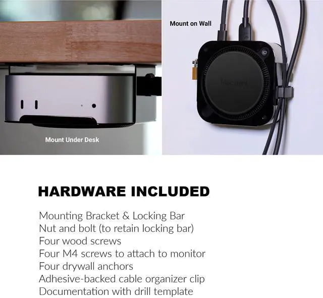 Alt view image 5 of 5 - Sonnet MacCuff mini (2024+) Steel Mounting Bracket for 2024 Mac mini for Under Desk, Wall & VESA Monitor Mount - Padlock Compatible