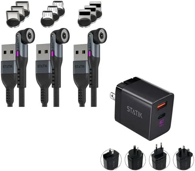 Main image of Statik 360 3 Pack Charging Cable (3ft) & GaN Charger (45W)