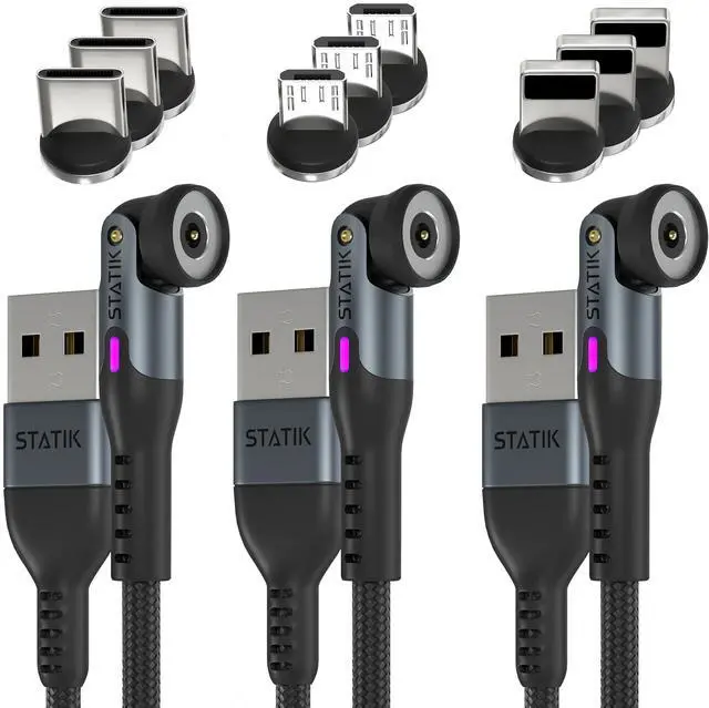 Alt view image 2 of 5 - Statik 360 3 Pack Charging Cable (3ft) & GaN Charger (45W)