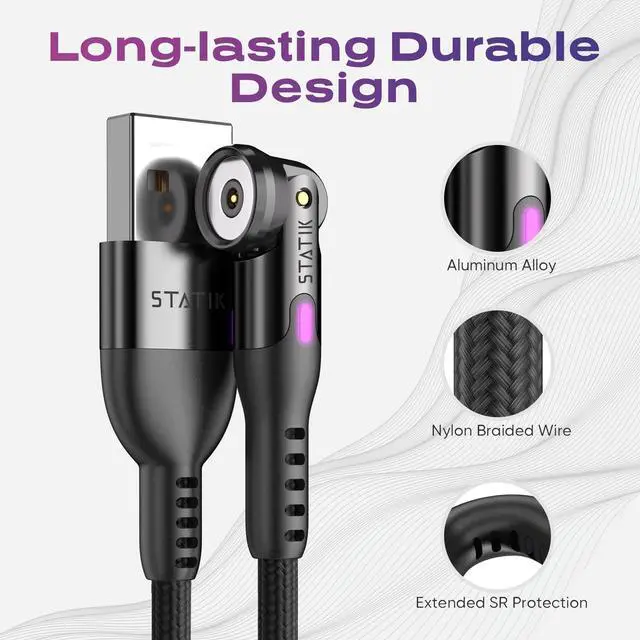 Alt view image 5 of 5 - Statik 360 3 Pack Charging Cable (3ft) & GaN Charger (45W)