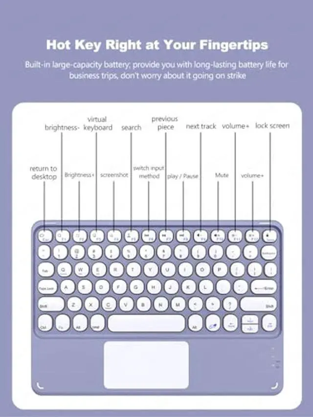 Alt view image 4 of 5 - QYiiD Keyboard Case with Touchpad for iPad Pro 13-inch (M4) 2024, Smart Keyboard Folio Cover with Pencil Holder, Multi-Touch Trackpad, Detachable Keyboard for iPad Pro13 inch (2024), Purple