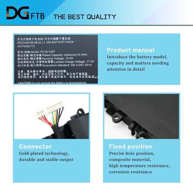 Alt view image 2 of 5 - RC30-0287 RZ09-0287 Battery for Razer Blade Pro 17 (2019/2020) Series, RZ09-0287 RZ09-02876 RZ09-02877 RZ09-02878 RZ09-03146 RZ09-02876E92-R3U1 RZ09-03295 RZ09-03297 RZ09-03295E42 15.4V 70.5Wh/4583mAh