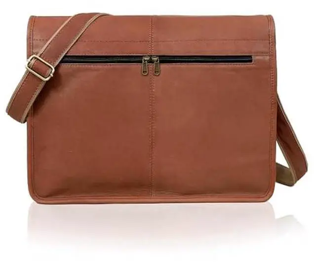 Alt view image 3 of 5 - VC VINTAGE COUTURE 18 inch Leather Full Flap Messenger Handmade Bag Laptop Bag Satchel Bag Padded Messenger Bag Brown (Brown)